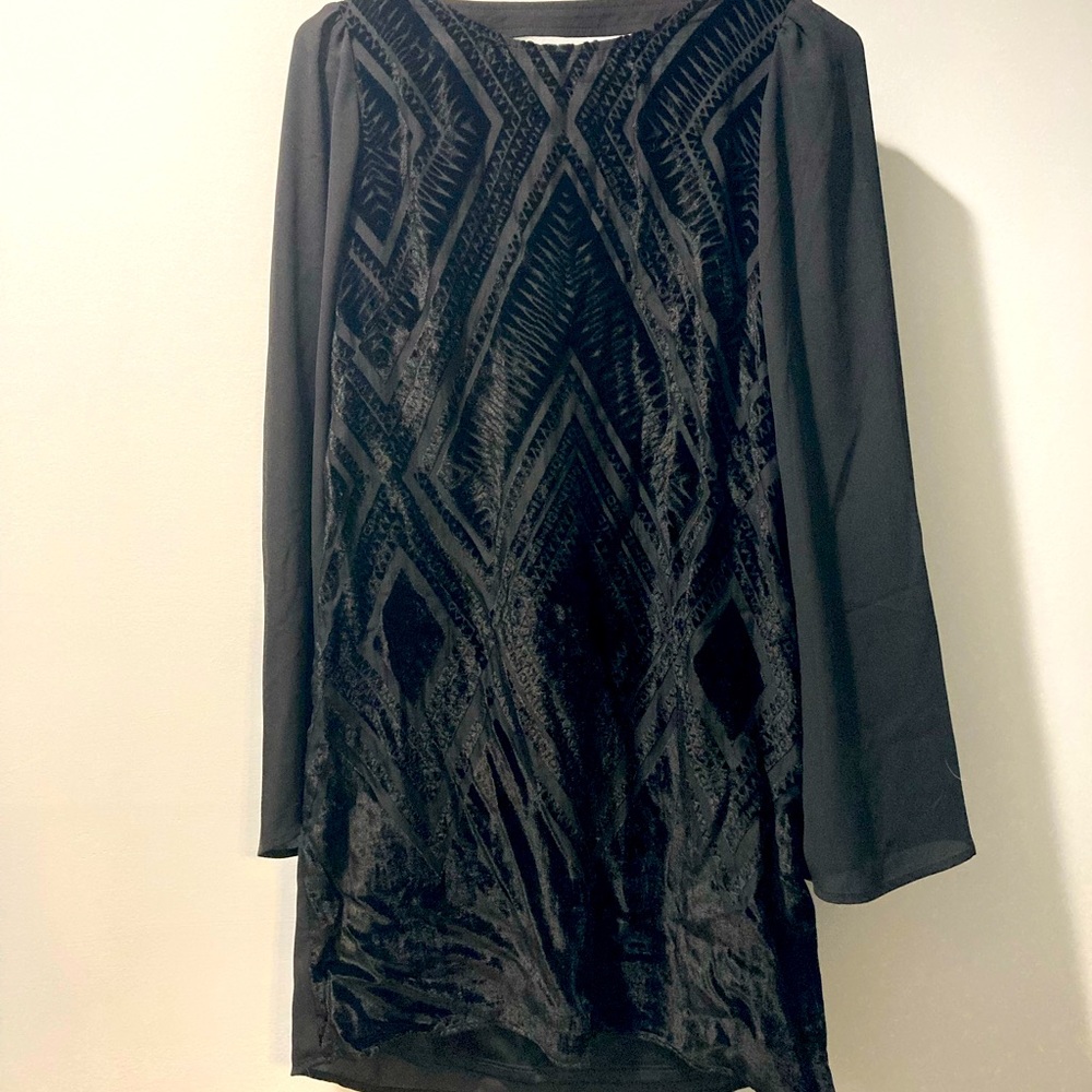 Express, black dress, open back
